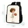 Jongen met een basketbal in beige kleuren Rugzak - Zwart middel -productfoto_formaten