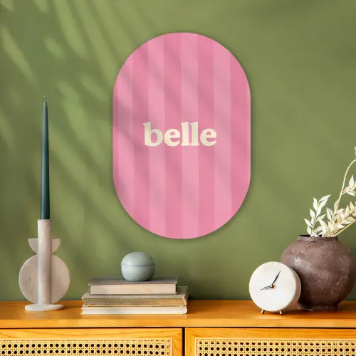 Roze - Gestreept - Belle Wandcirkel Ovaal Forex klein -sfeer2