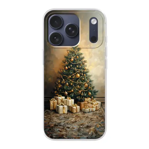 Kerstboom - Cadeaus - Goud Telefoonhoesje iPhone 17 Pro klein -3d
