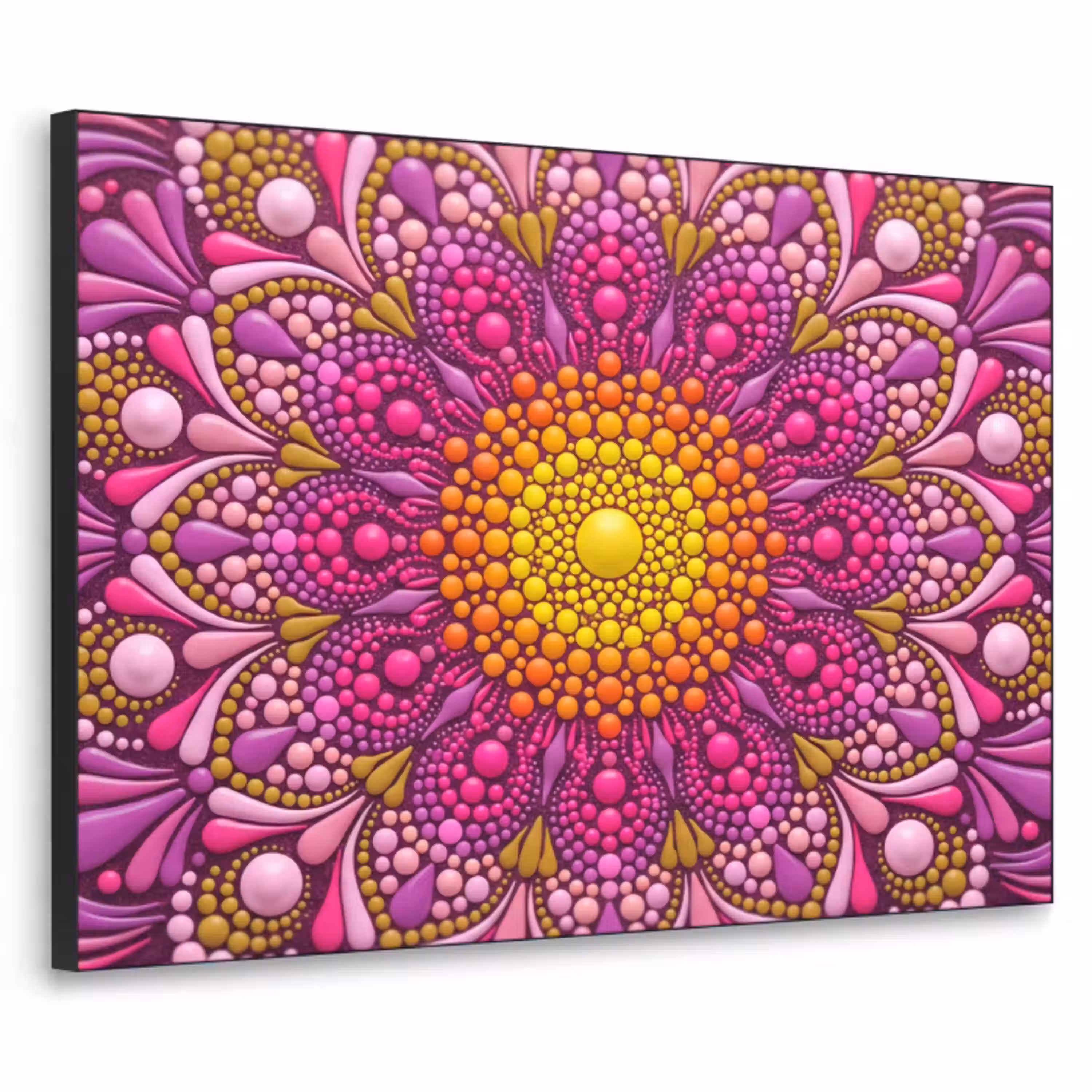 Patroon - Stippen - Abstract - Kleurrijk Textielframe zwart klein -3d