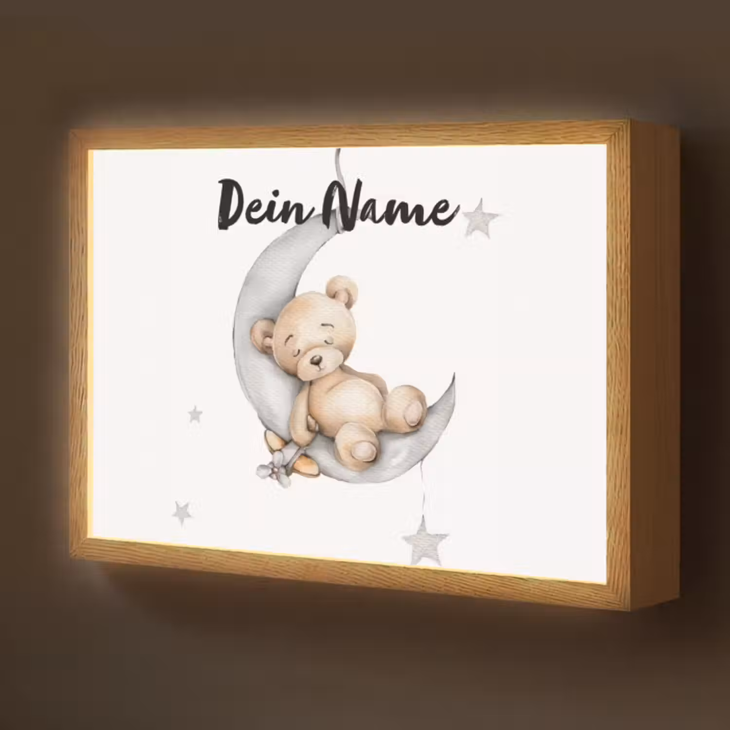 Lightbox - Wandlampe Kinderzimmer mit Namen - Bär - Mond - Sterne - Kinder