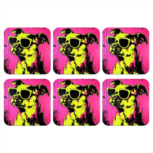 Hond - Zonnebril - Roze - Art onderzetter kurk middel -3d