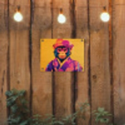 Aap - Kimono - Bloemen - Hoofdtooi tuinposter los doek klein -sfeer1