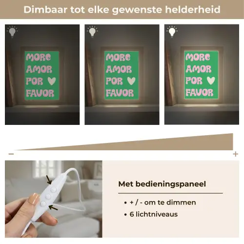 Amor - Valentijn - Groen - Tekst Light Box met kabel (Tafellamp) klein -USP_dimbaarNL