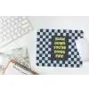 Patroon - Geblok - Blauw - Slow down you're doing fine muismat rubber klein -witbureau