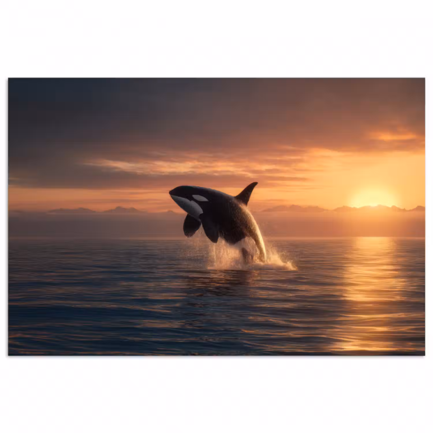 Poster - Orca - Meer - Sonnenuntergang