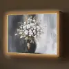 Bloemen - Wit - Vaas - Abstract Light Box met batterij (Wandlamp) middel -z3d_website