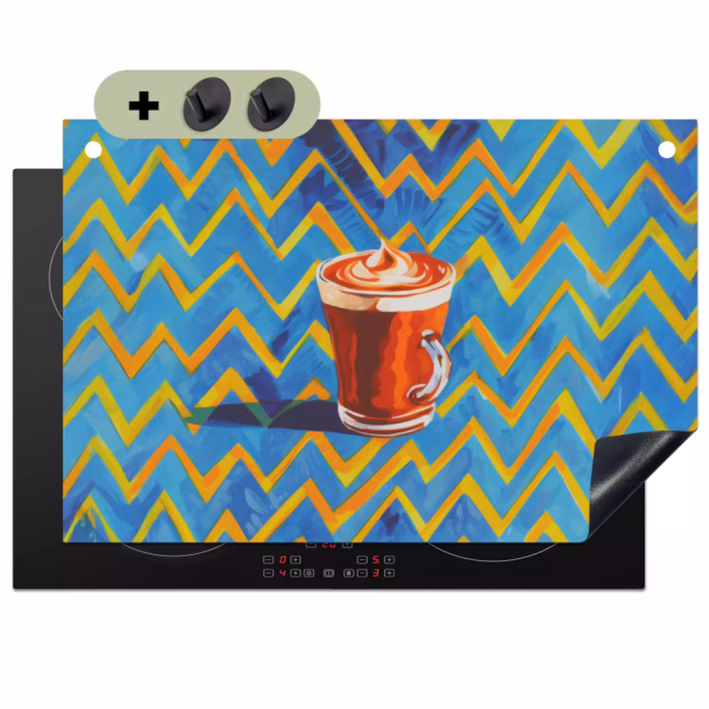Mok - Koffie - Zigzag - Slagroom Inductie beschemer met haakjes klein -3d