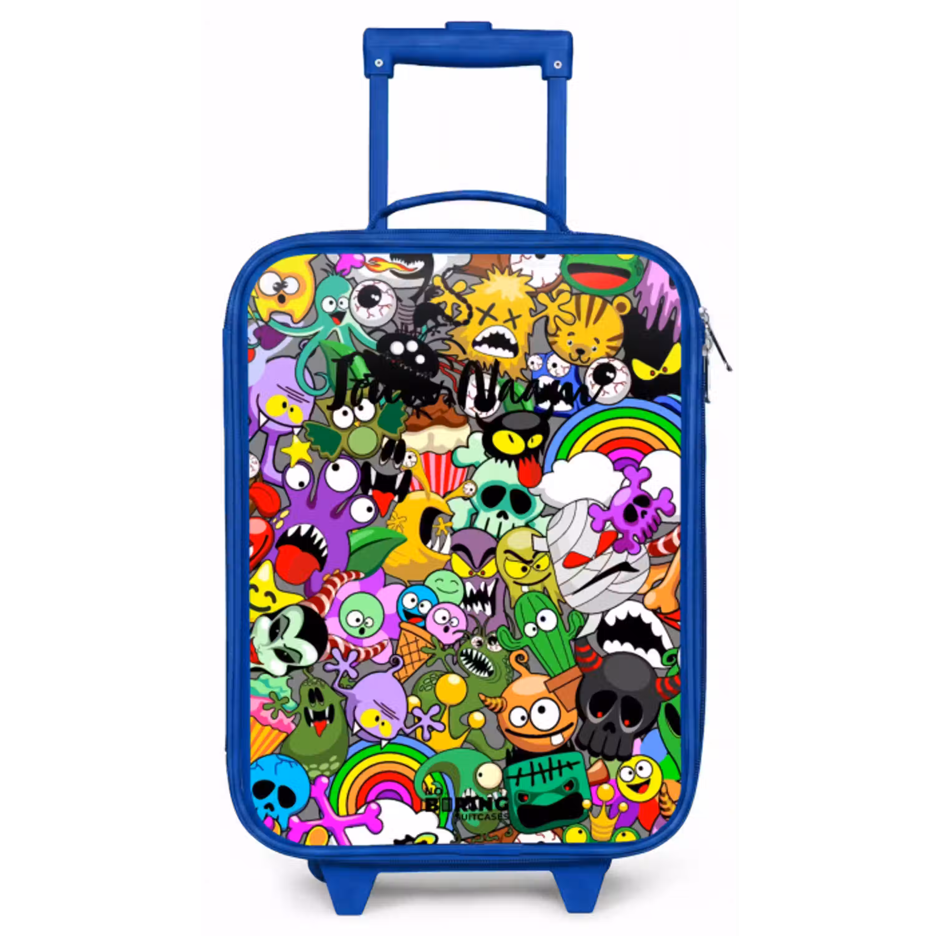 Chaotisch kleurrijk monster patroon Kinderkoffer - Blauw klein -zz3dotto