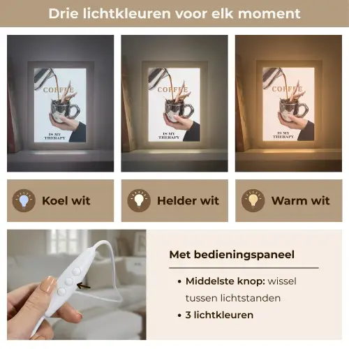 Koffie - Mok - Kan - Therapie Light Box met kabel (Tafellamp) klein -USP_lichtkleurNL