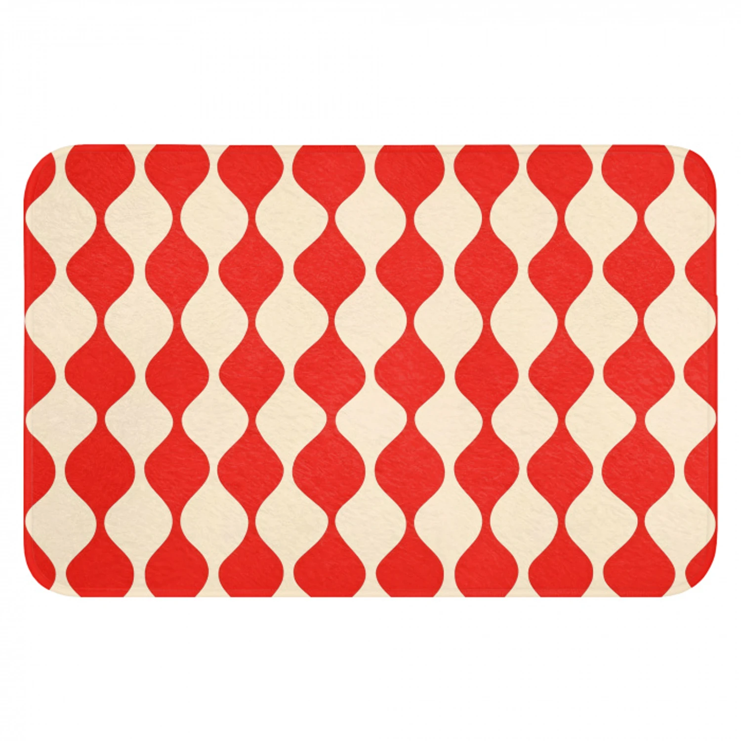 Golvend patroon - Retro - Rood - Beige Badmat klein 997 -3d