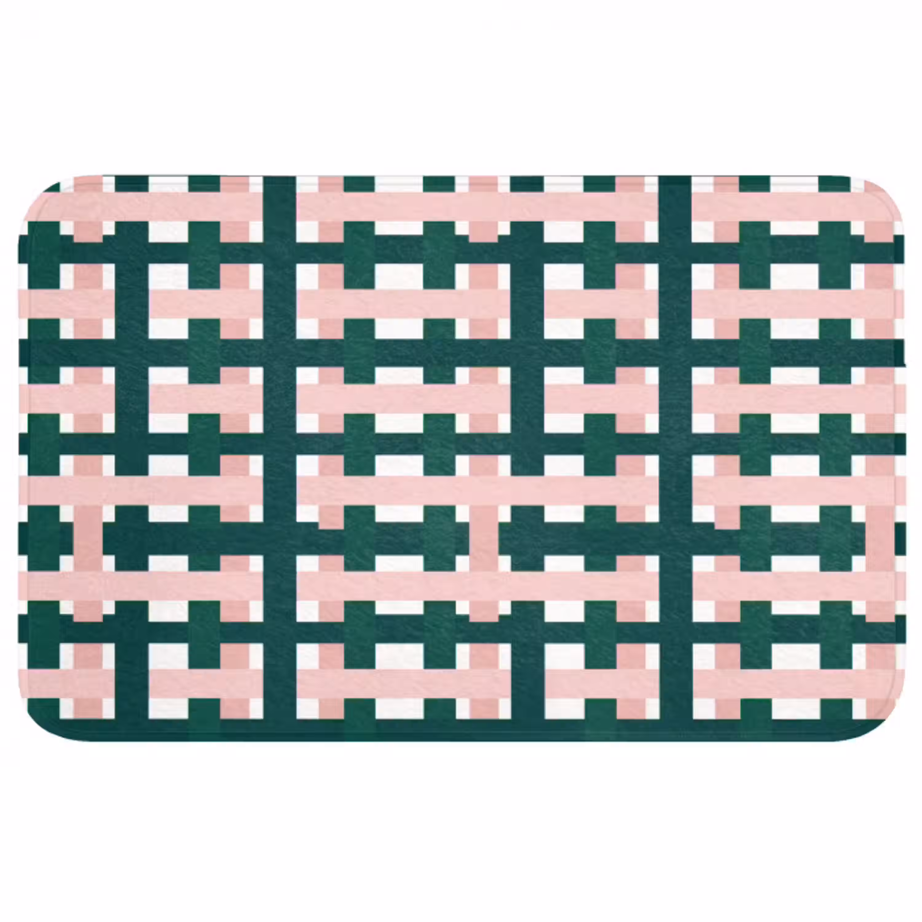 Vlechtpatroon - Groen - Roze - Grafisch WCmat middel 1009 -3d