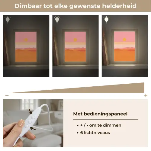 Zon - Abstract - Landschap - Oranje Light Box met kabel (Tafellamp) klein -USP_dimbaarNL