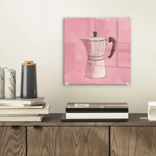 Roze - Mokkapot - Illustratie - Koffie plexiglas 5mm klein -sfeer1