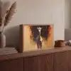 Giraf - Bruin - Abstract - Geschilderd Light Box met batterij (Wandlamp) middel -sfeer2