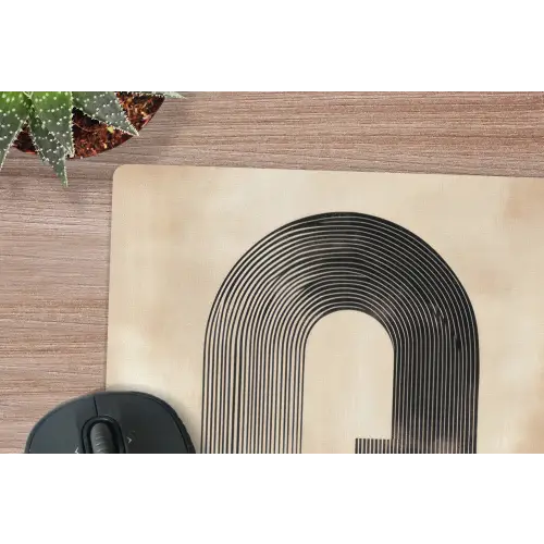 Boog -  Strepen - Minimalistisch - Zwart muismat rubber klein -closeup