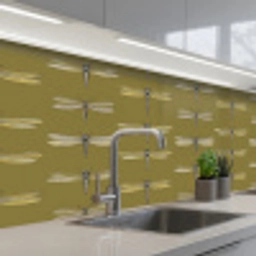 Libellen - Patroon - Groen keuken achterwand 2 middel 871 -3d_schuin