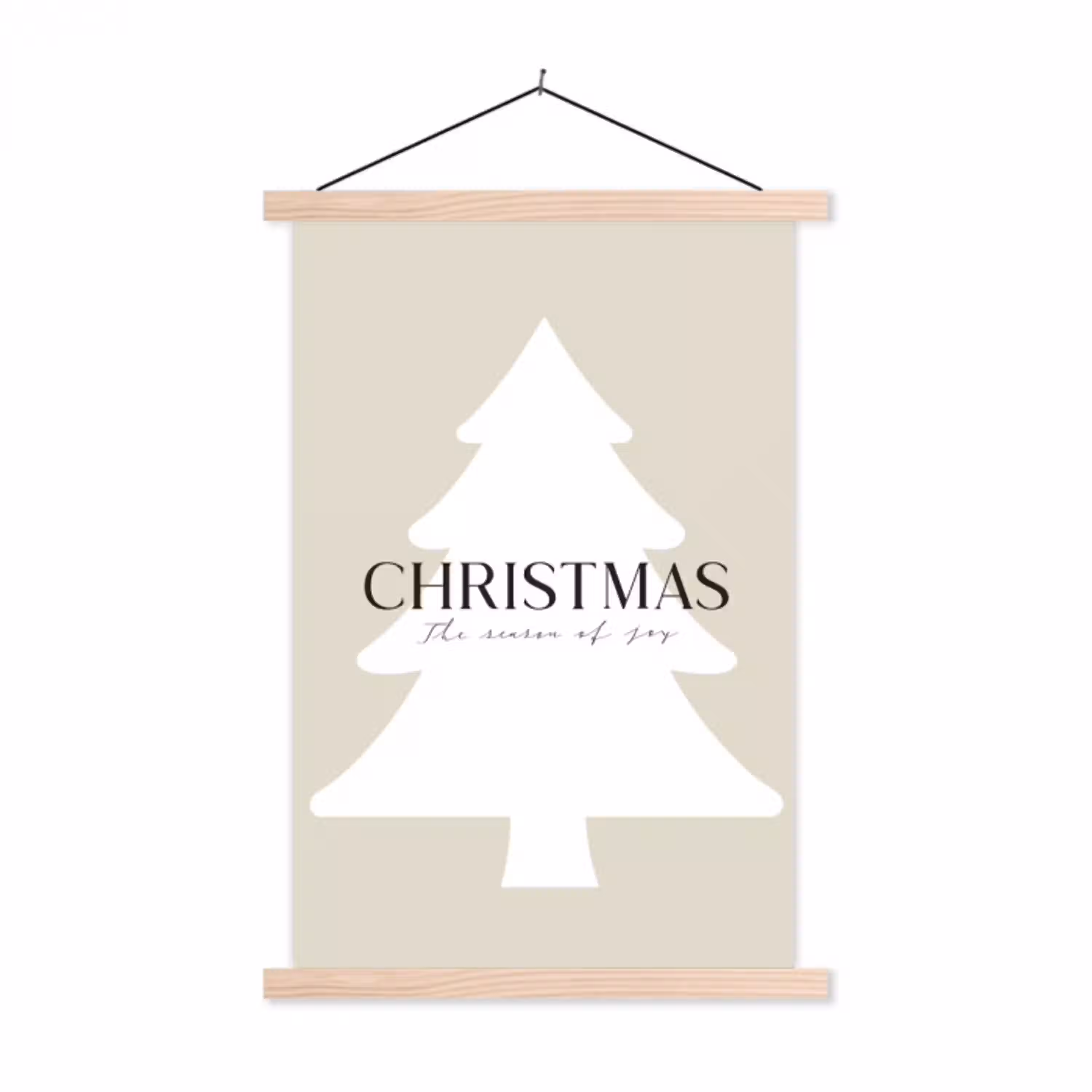 Kerstboom - Japandi - Christmas - Beige textielposter latten blank klein -3d