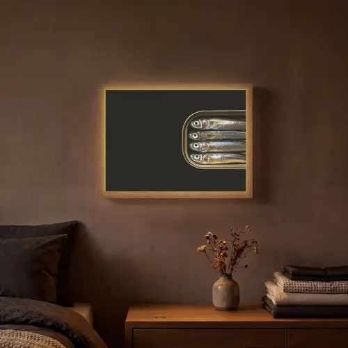 Sardines - Blik - Zwart - Vissen Light Box met batterij (Wandlamp) middel -sfeer4