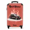 Grijze auto met roze vlammen NBS - Handbagage koffer - Kinderen Unisex middel -productfoto_recht