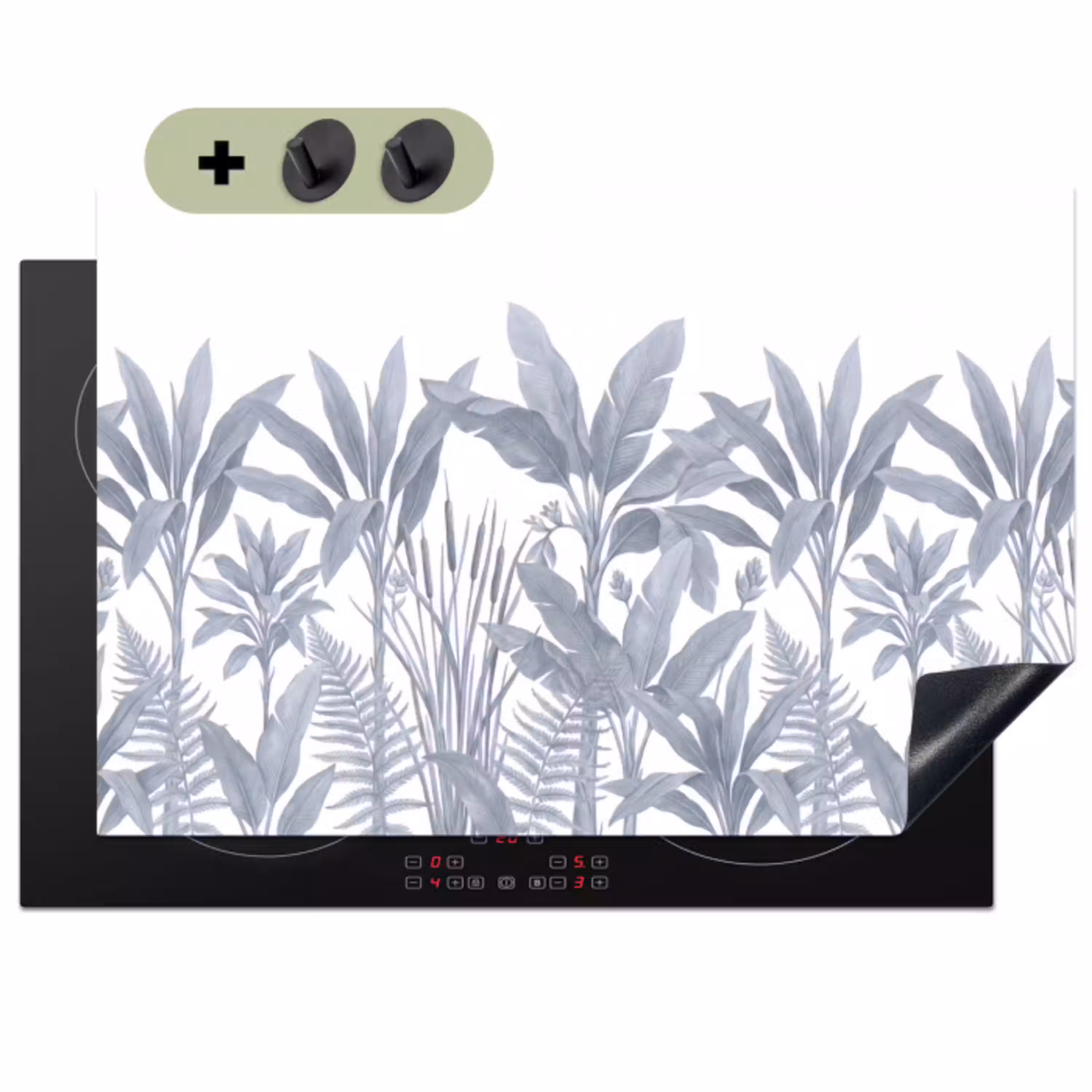 Planten - Bladeren - Natuur - Grijs Inductie beschemer met haakjes klein -3d