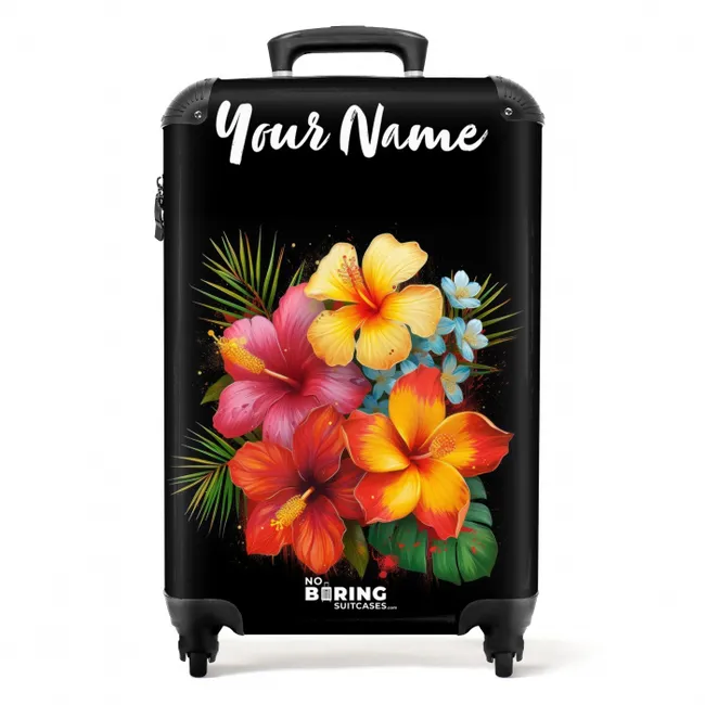 Tropische Bloemen in Street Art Stijl NBS - Handbagage koffer - Kinderen Unisex middel -productfoto_recht
