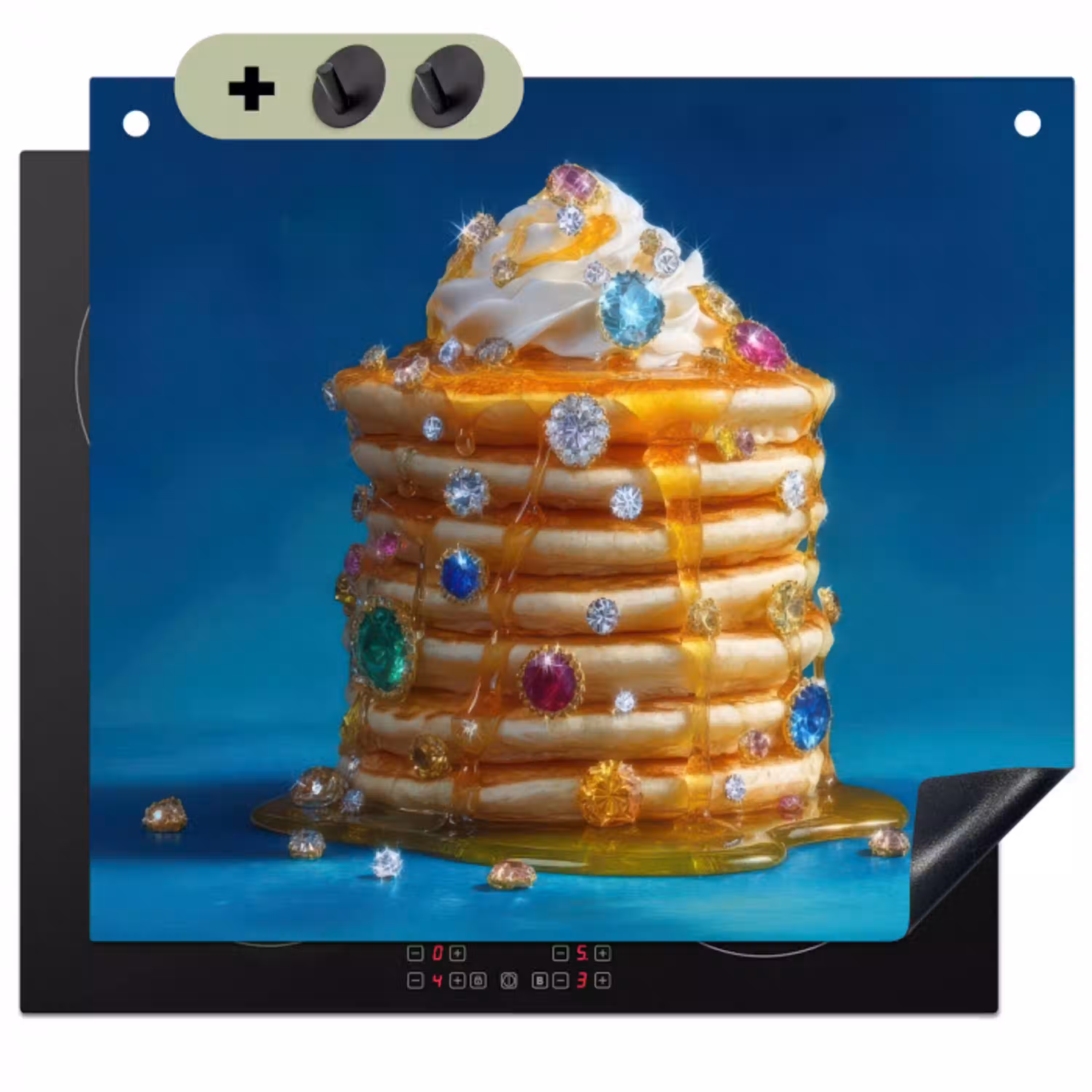 Pannenkoeken - Steentjes - Glitter - Slagroom Inductie beschemer met haakjes klein -3d