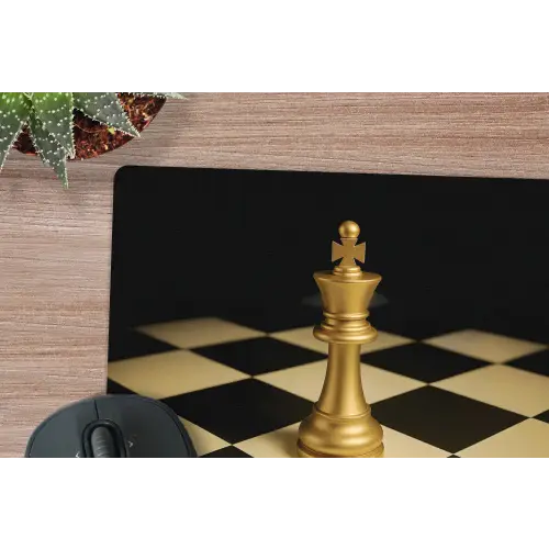 Schaakstuk - Koning - Schaakbord - Geblokt muismat rubber klein -closeup