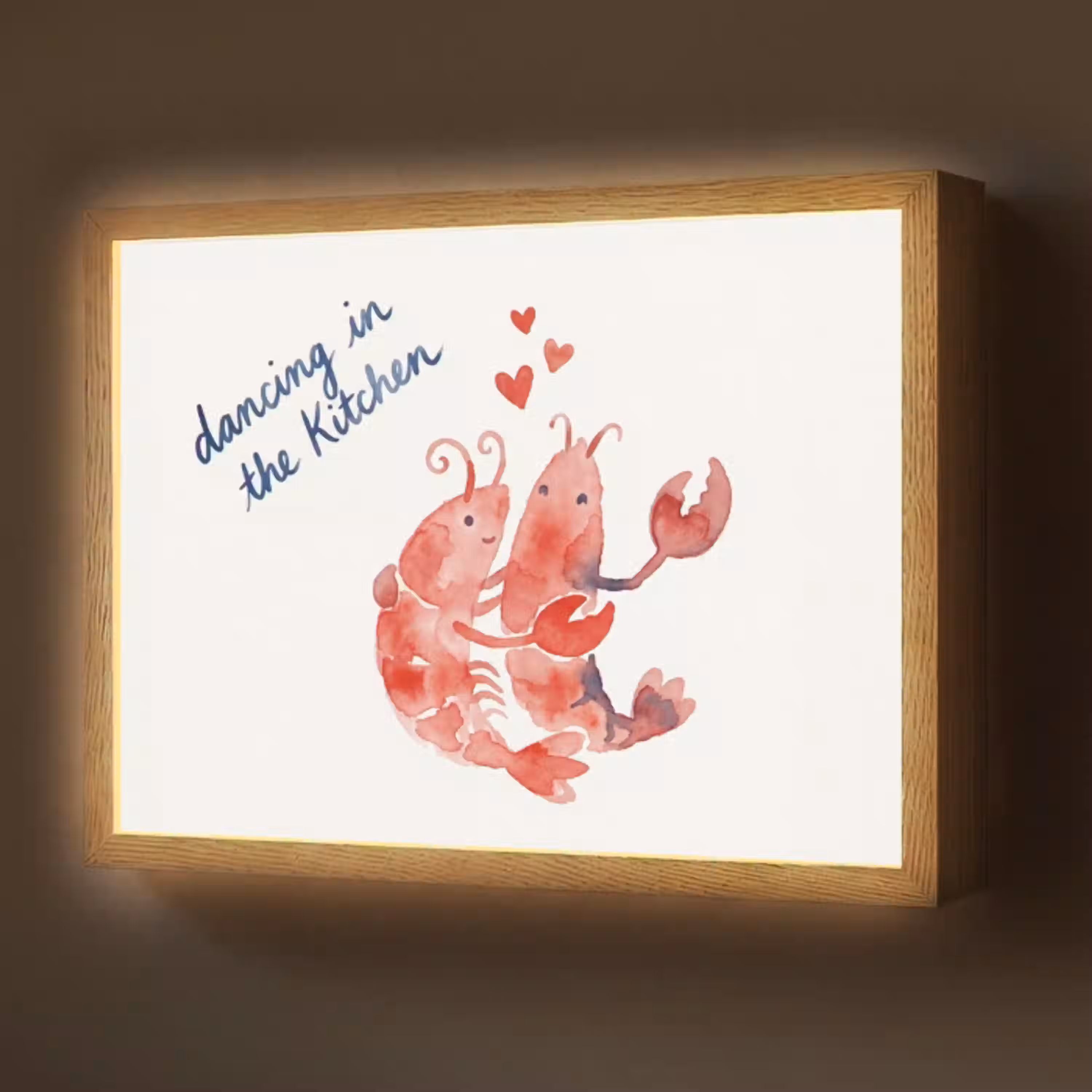 Dier - Dans - Liefde - Waterverf - Rood Light Box met batterij (Wandlamp) middel -z3d_website