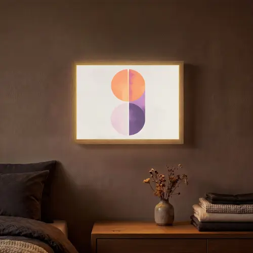 Cirkels - Abstract - Paars Light Box met batterij (Wandlamp) middel -sfeer4