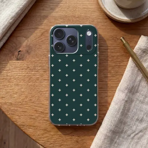 Plusjes patroon - Groen - Wit - Print Telefoonhoesje iPhone 17 Pro klein -sfeer1