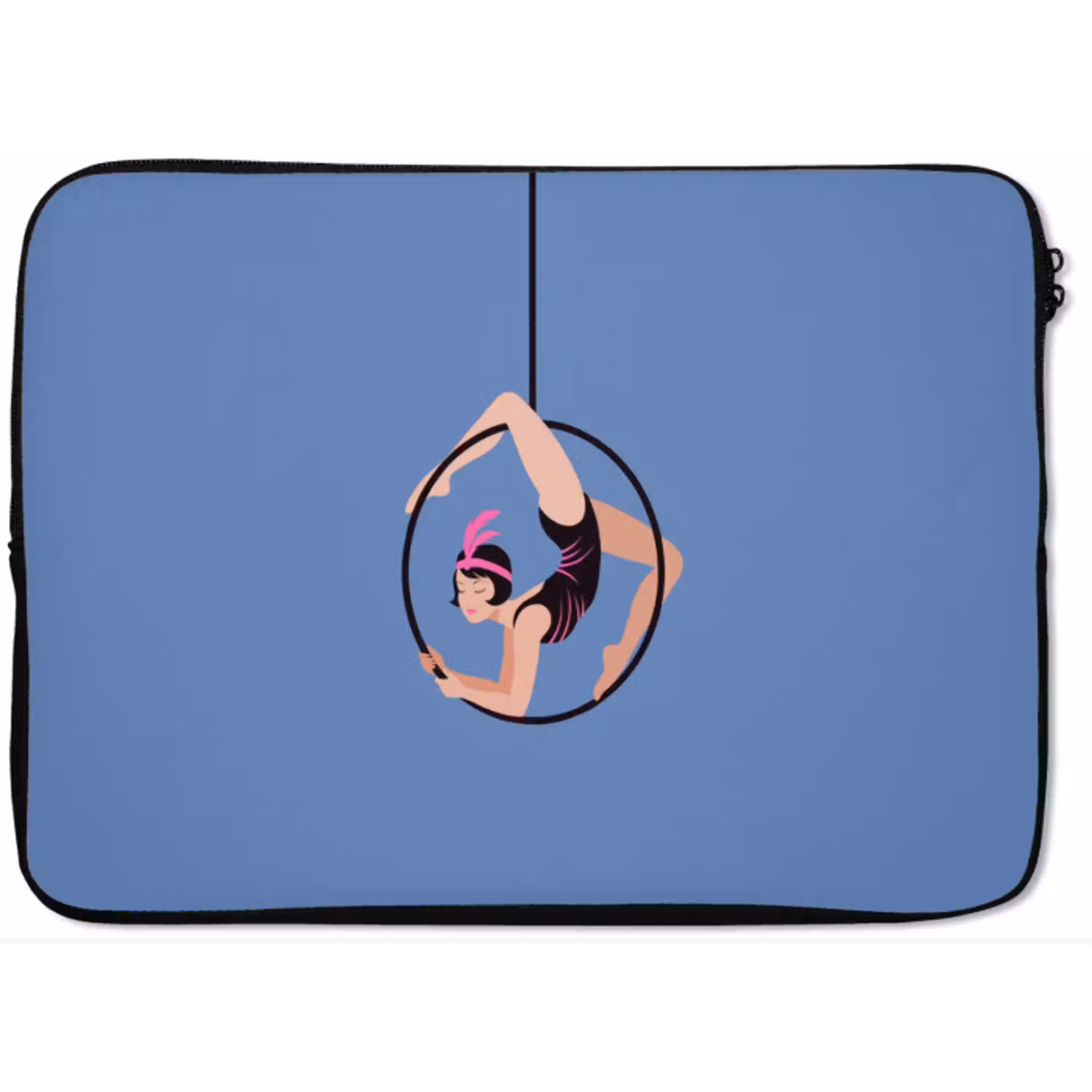 Vrouw - Aerial hoop - Art deco - Illustratie - Blauw laptophoes neopreen klein -zkaufland3dotto