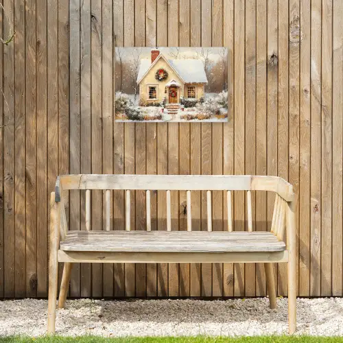 Kerst - Huis - Winter - Sneeuw Tuinposter op houten frame 2 cm dik klein -sfeer4