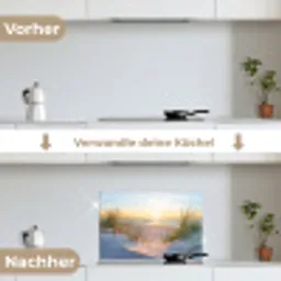 Strand - Zon - Duin - Gras - Zand - Horizon keuken achterwand spatscherm klein -voor_na_DE