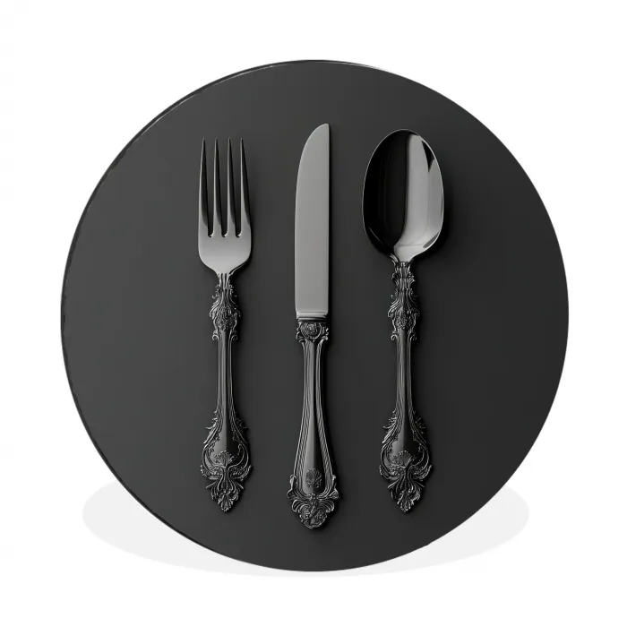 Bestek - Zwart Wandcirkel aluminium klein -3d