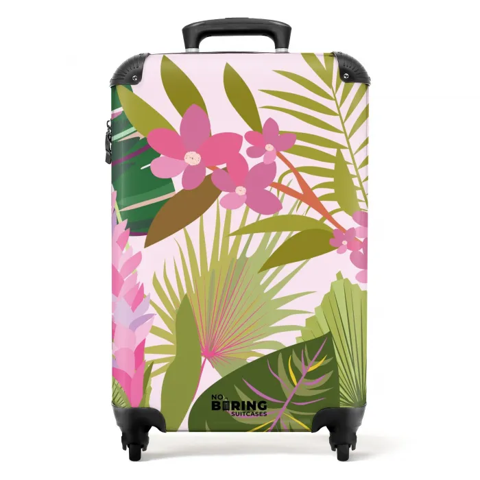 Summer memories - Tropische bloemen en bladeren NBS - Handbagage koffer - Kinderen Unisex middel -productfoto_recht