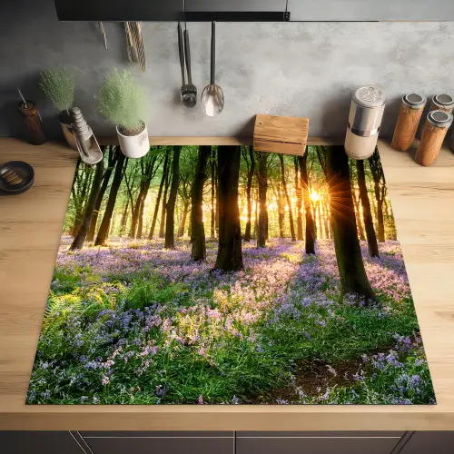 Bos - Bloemen - Lavendel - Zon - Paars - Natuur Inductie beschermer vinyl 3mm middel -sfeer5