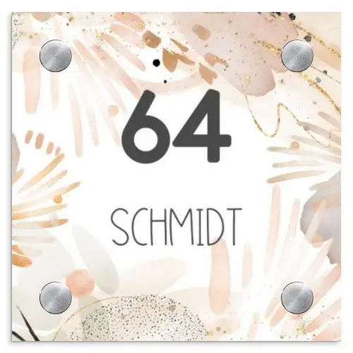 Abstract beige - Modern Naambord Vierkant klein -3d