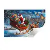 Kerstman - Rendier - Kerst - Sneeuw Muursticker klein -3d