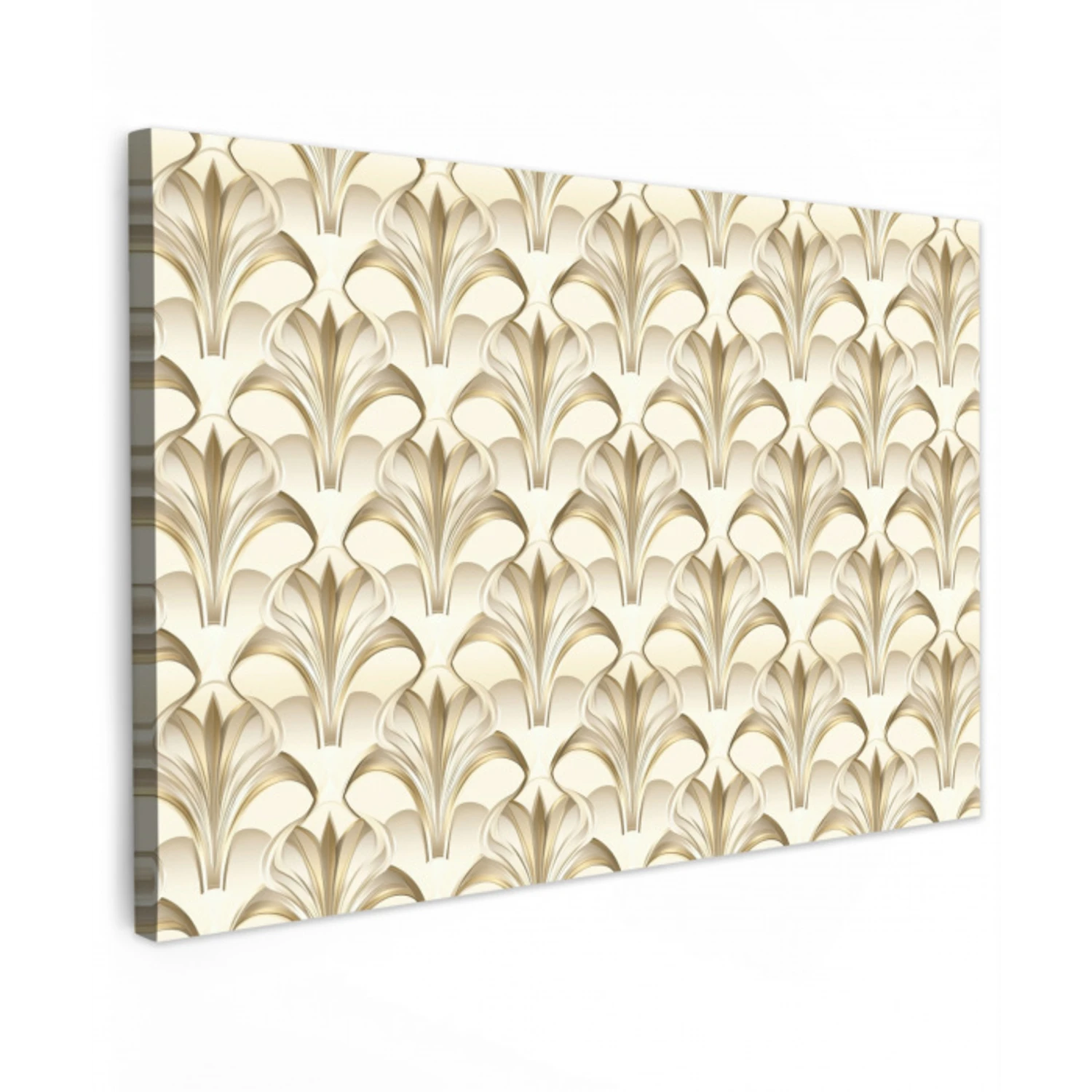 Ornament - Barok - Goud Tuinposter op houten frame 2 cm dik klein 845 -3d