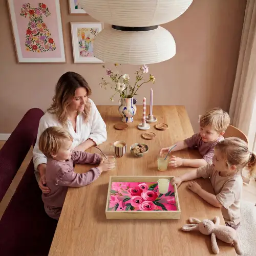 Bloemen - Verf - Roze Dienblad Rechthoek middel -sfeer4