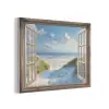 Doorkijk - Strand - Raam - Duinen - Zee PET vilt klein -3d