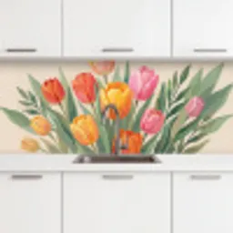 Tulpen - Abstract - Kleurrijk keuken achterwand 2 middel -3d