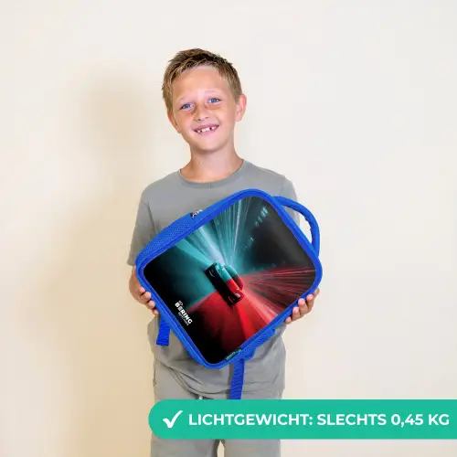 Sportwagen - Lichtstralen - Neon - Blauw Kinderrugzak - Blauw middel -sfeer1_NL