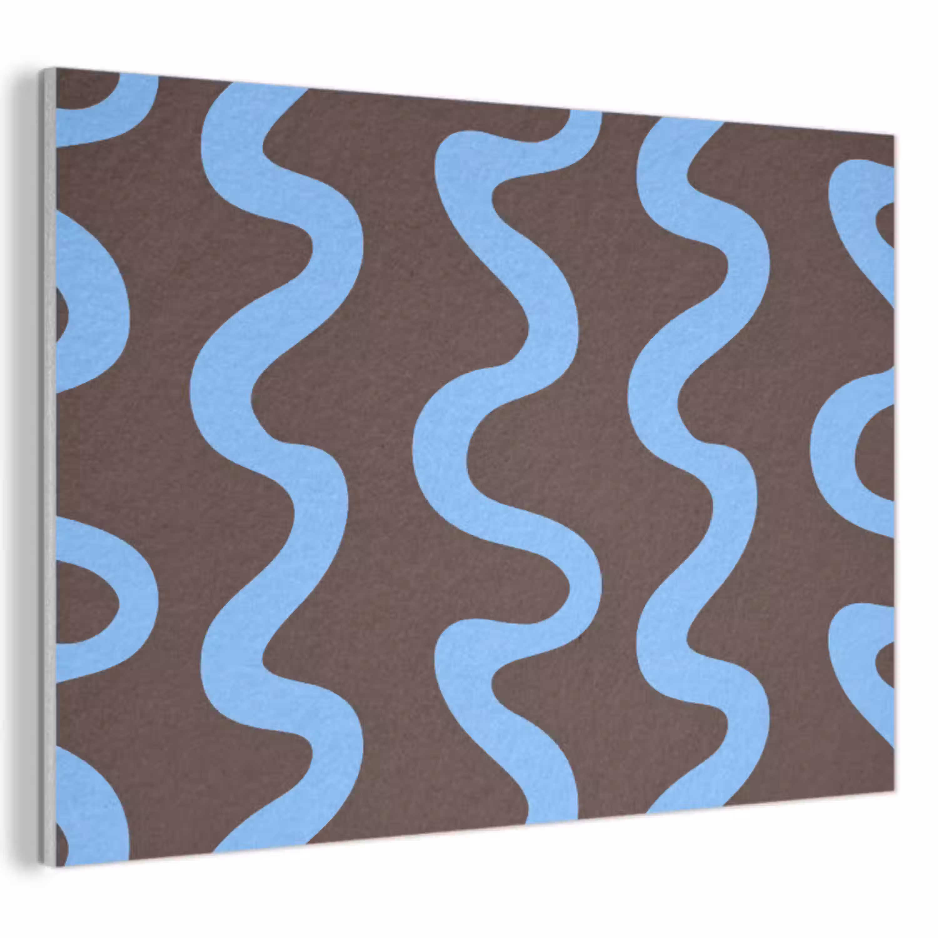 Kronkelende lijnen - Blauw - Bruin - Minimalistisch PET vilt klein 837 -3d