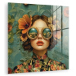 Vrouw - Bloemen - Vlinders - Natuur - Vintage plexiglas 5mm klein -zzzproduct_nieuw