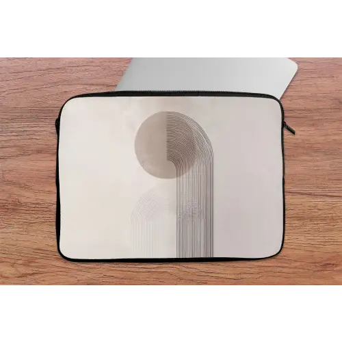 Minimalistisch - Cirkel - Lichtgrijs laptophoes neopreen klein -tafel
