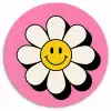 Smiley - Bloem - Roze Wandcirkel kunststof plaat 5mm dik klein -3d