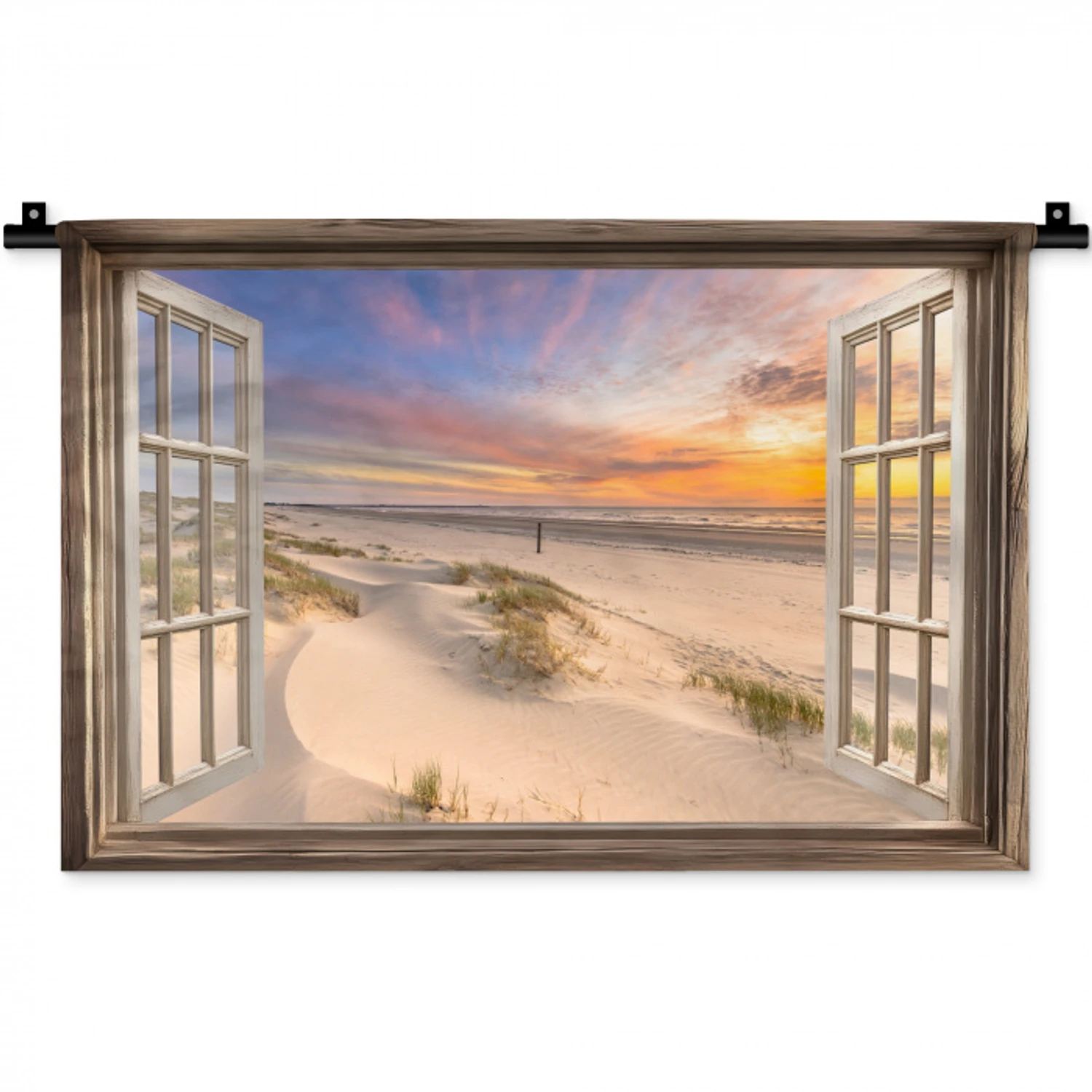 Doorkijk - Strand - Duinen - Natuur - Landschap Wandkleed katoen klein -zz3d
