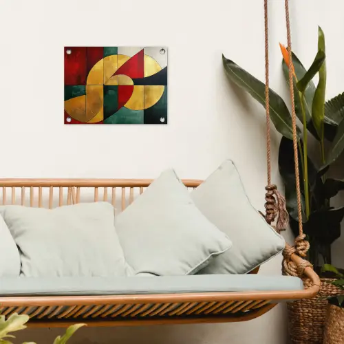 Abstract - Kerst - Goud - Rood - Groen tuinposter los doek klein -sfeer7